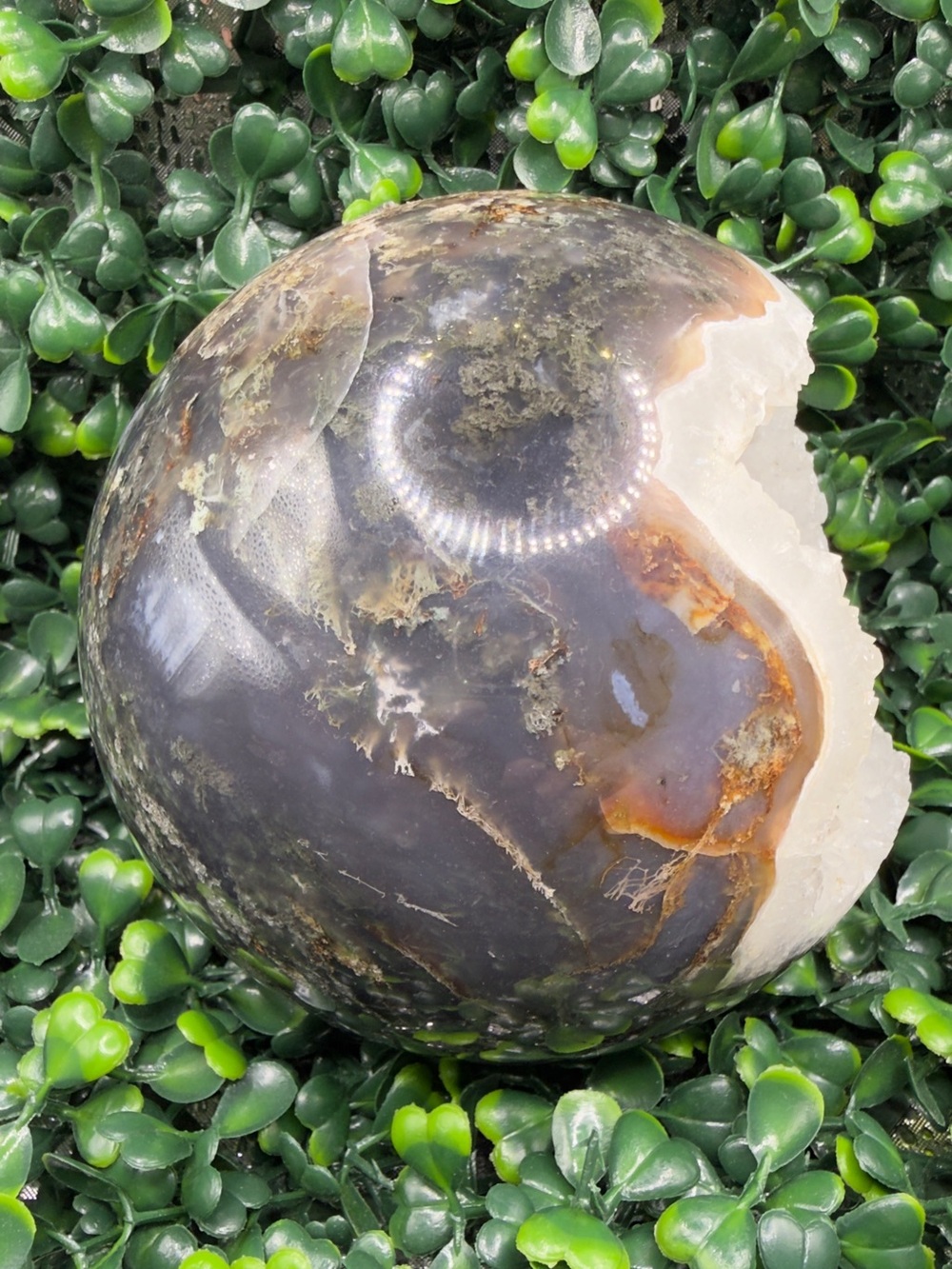 3.47lb Druzy Moss Agate Sphere - Picture 4 of 10
